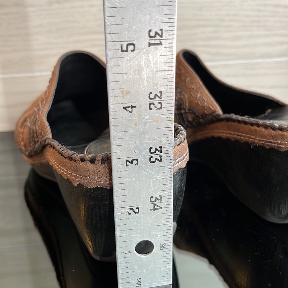 Clarks Artisan Brown Distressed‎ Stich Wedge Mules Clogs 8.5M - Picture 7 of 7